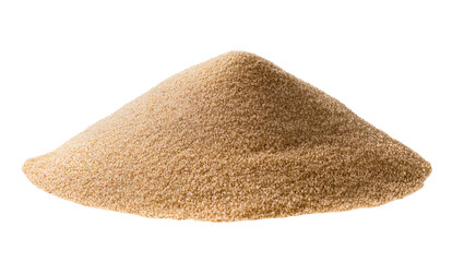 Isolated pyramid of fine granular brown sand or unrefined sugar forming a small textured heap © Radovan