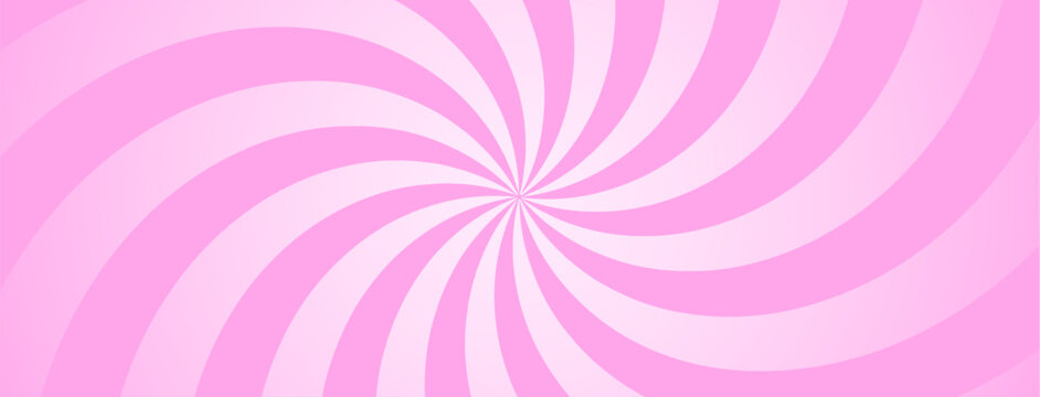 Spiral Candy Background with ice cream pink whirlpool. Comic Twist Psychedelic Bg Wavy Lines. Carnival Platful Backdrop with Circular Sun Rays. Abstract Whirlpool Pattern for Birthday Flyer, Poster.