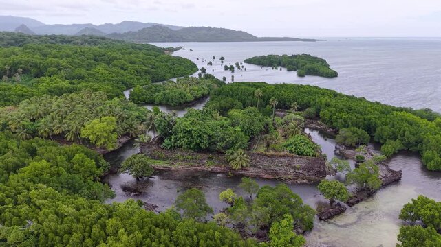 Micronesia Pohnpei Nan Madol Ancient Ruins Lost City Oceania Pacific Aerial Drone 4K