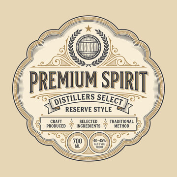Quality label for premium spirit product showing distillers select reserve style with basic information