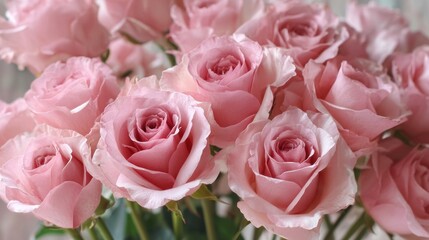 Obraz premium Pink roses clustered in close up floral arrangement