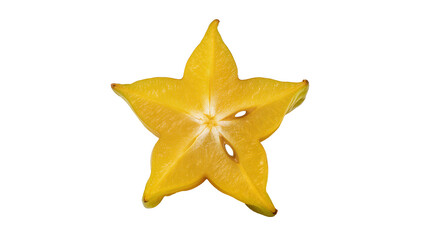 Fototapeta premium Isolated fresh ripe yellow carambola star fruit cut in half with a star shape