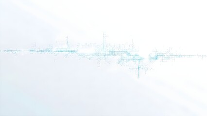 Fototapeta premium Abstract digital network visualization with interconnected nodes and flowing data lines on a clean white background, depicting modern technology and future innovation