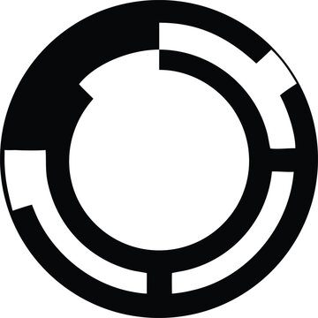 Black and white circular arrow with broken lines