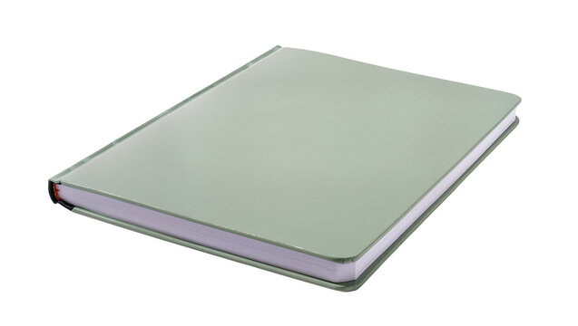 Isolated simple elegant closed blank light green notebook or journal for office or school