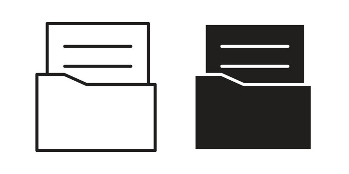 File Folder icon set. outlined and solid flat clipart versions.