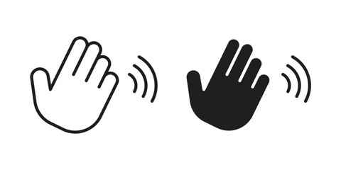 Hello icon set. outlined and solid flat clipart versions. © Warpiya