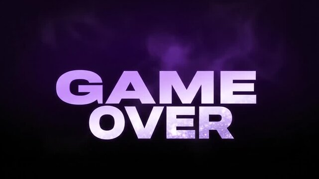 Game Over Text Animation with Purple Smoke Background