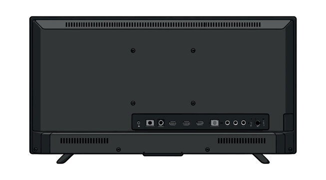 Television back panel detailing connection ports like HDMI, USB, and audio jacks for modern electronic device compatibility
