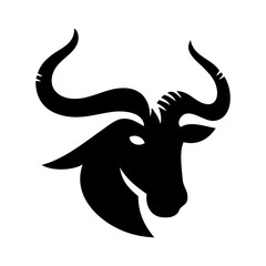 Logo fauna africana. Dibujo sencillo de cabeza de ñu © teracreonte