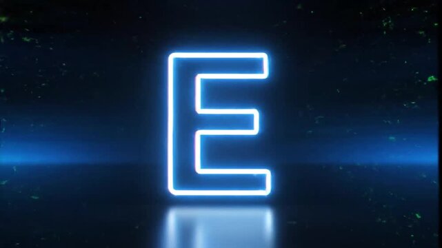 Glowing Neon Letter E on Dark Background