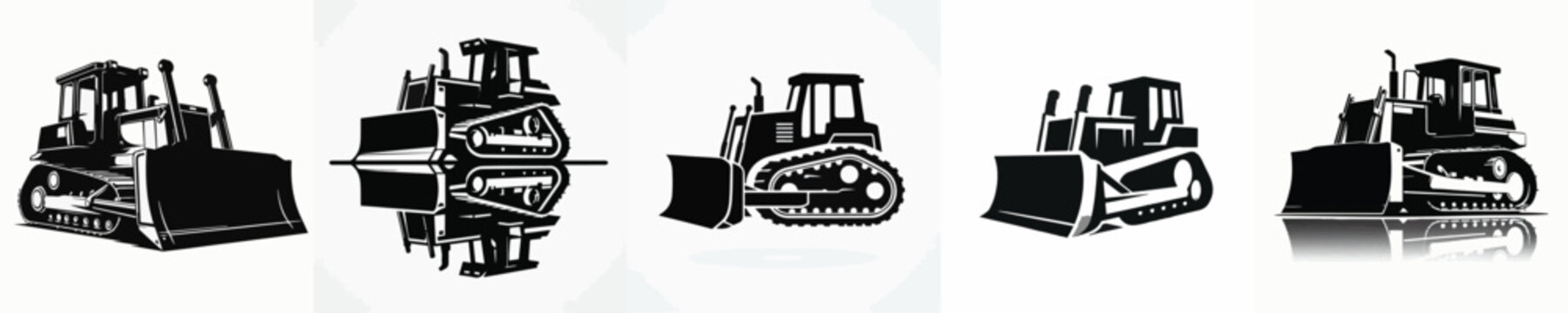 Vector silhouette of bulldozer