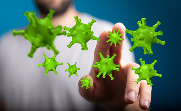 Abstract depiction of viruses. Concept of disease, contagion, healthcare, protection. Visualization of the spr