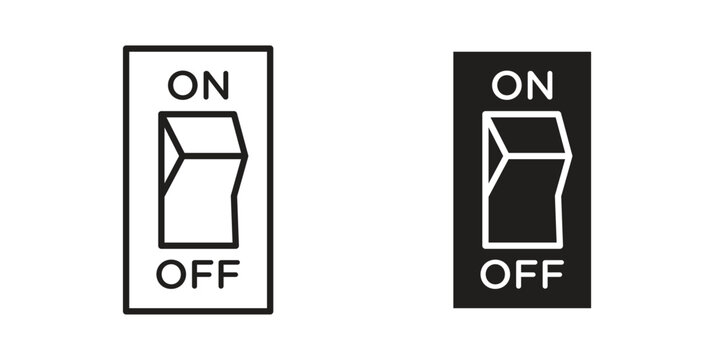 Light switch off icon set. outlined and solid flat clipart versions.