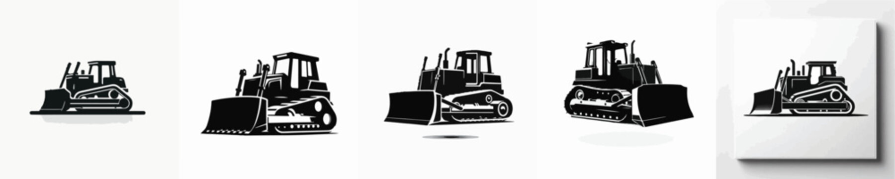 Vector silhouette of bulldozer