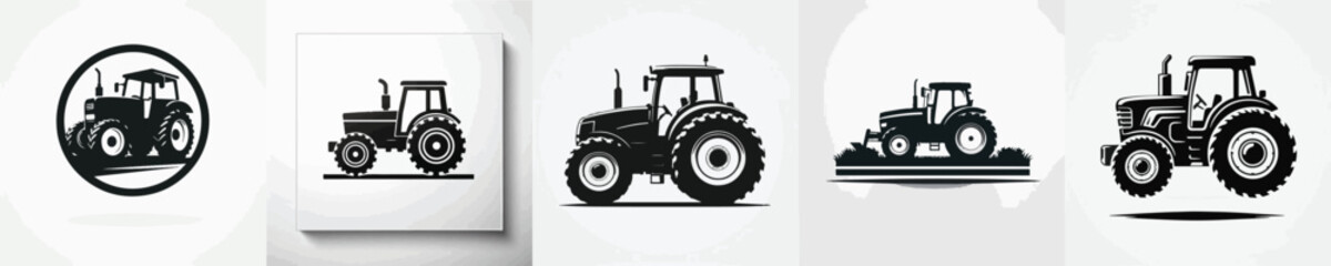 Obraz premium Vector silhouette of tractor