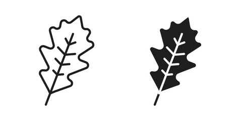 Oak Leaf icon set. outlined and solid flat clipart versions. © Warpiya