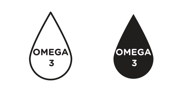 Omega icon set. outlined and solid flat clipart versions.