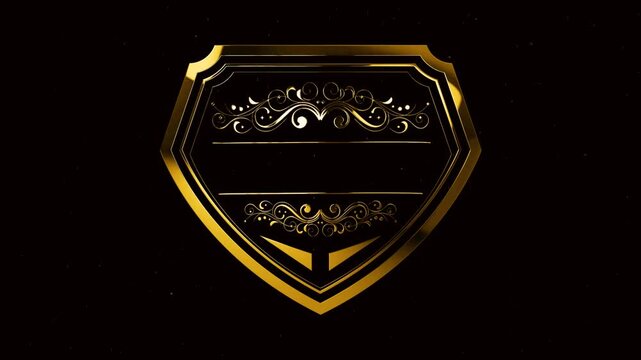 golden shield with floral ornament empty text logo