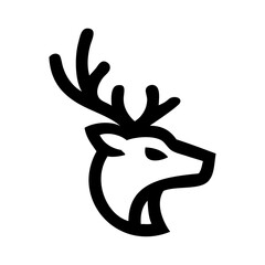 Logotipo fauna del bosque. Dibujo sencillo con líneas de la cabeza de un caribú © teracreonte