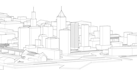 Fototapeta premium modern city panorama 3d illustration 