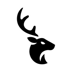 Logotipo fauna del bosque. Dibujo sencillo con líneas de la cabeza de un caribú © teracreonte