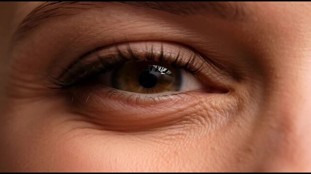 Extreme close up human eye looking camera macro iris pupil detail vision focus healthcare concept