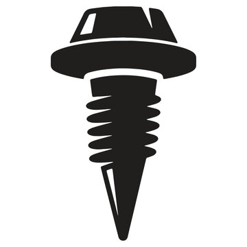 Screw icon with spiral thread and pointed tip isolated on transparent background