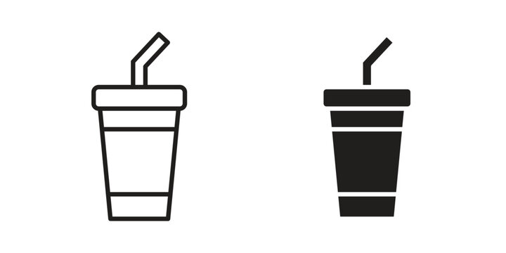 Swoosh Cup icon set. outlined and solid flat clipart versions.