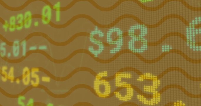 Animation of data processing over pizza icons