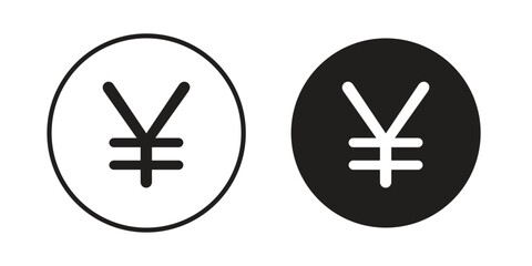 Yen icon set. outlined and solid flat clipart versions.