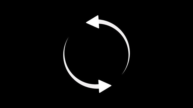 Circle arrow refresh and reload icon animation with loading progress on black background.with 4k video animation.