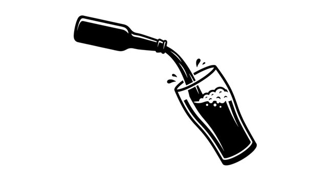 Pouring a refreshing drink from a bottle into a glass. The illustration depicts the process with stylish flair