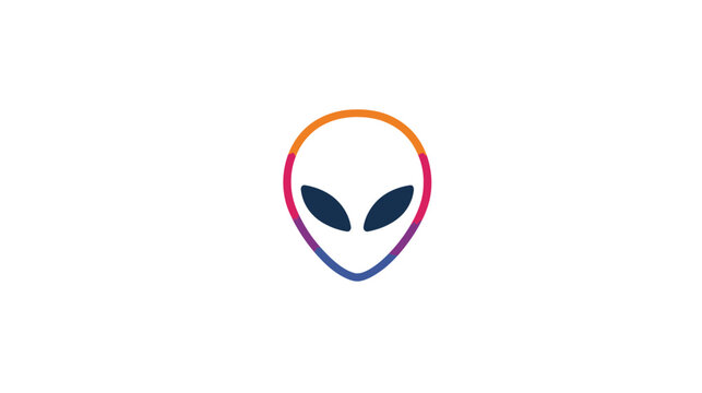 Minimalist Alien Head Icon with Bold Outline