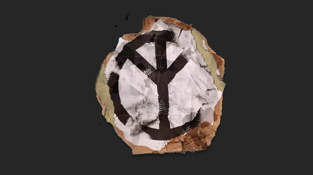 A drag and drop symbol with alpha in a grunge torn creased up paper and card style that folds out in to place with worn aged effects and paper tears.
