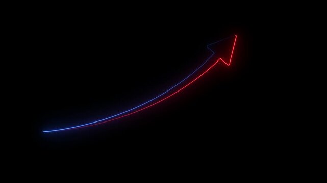 Glowing neon share icon on the black background. share arrow icon 4k animation. share glowing neon line color arrow.