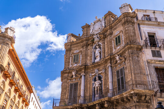 Baroque Architecture of Quattro Canti in Palermo, Sicily
