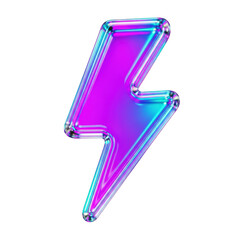 Obraz premium Shiny blue and purple lightning bolt icon with metallic texture