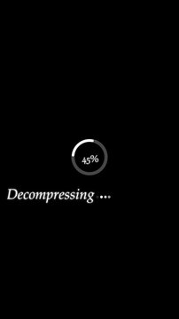 Decompressing progress vertical video with loading interface on dark background for software design. Decompressing progress technology concept.