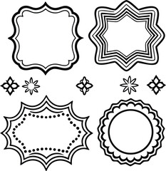 Obraz premium Decorative geometric and floral border designs with intricate outlines and patterns