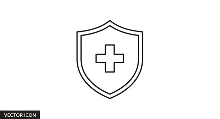 Fototapeta premium Shield with medical cross icon symbol for healthcare and protection.