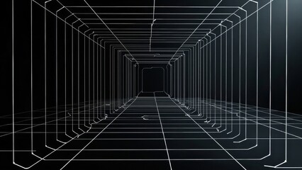 Fototapeta premium Perspective technology background image of wireframe tunnel