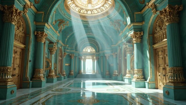 Indoor Side Light Golden Hall Scene