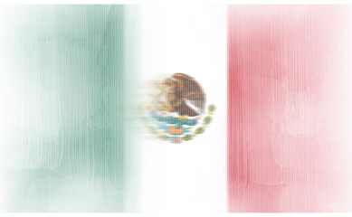 Stylized National Flag of Mexico with Vibrant Vertical Stripe Texture and Blurred Coat of Arms