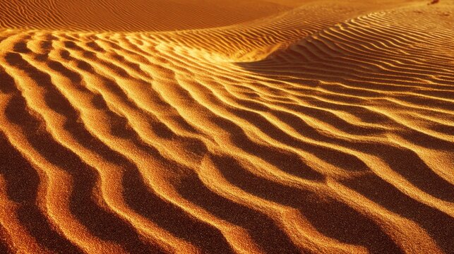 Rippling sand rip patterns under low angled sunlight desert surface