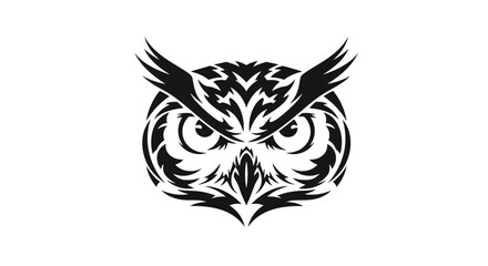 Fototapeta premium Intricate owl illustration in black and white against a clean white background