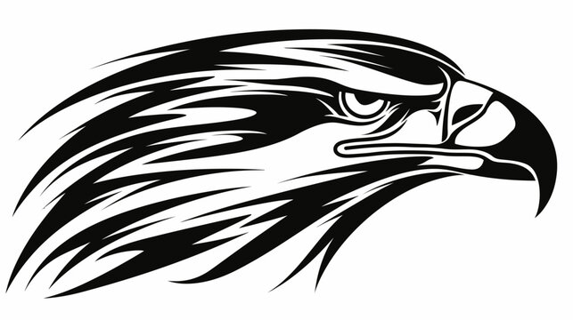 Bold black and white illustration of an eagles head facing right side