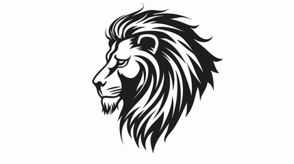 Obraz premium Stylized lion head profile illustration black and white vector graphic