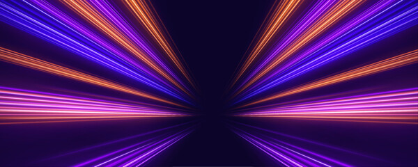 Dynamic neon speed trail with multicolor glow, flowing curves and intense light energy vector © longstock