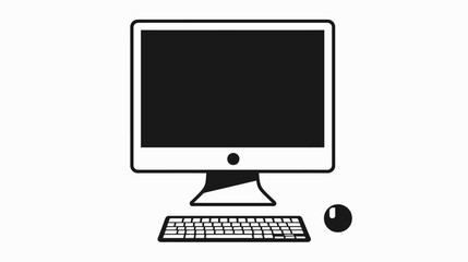Fototapeta premium Minimalist computer illustration black and white vector graphic isolated